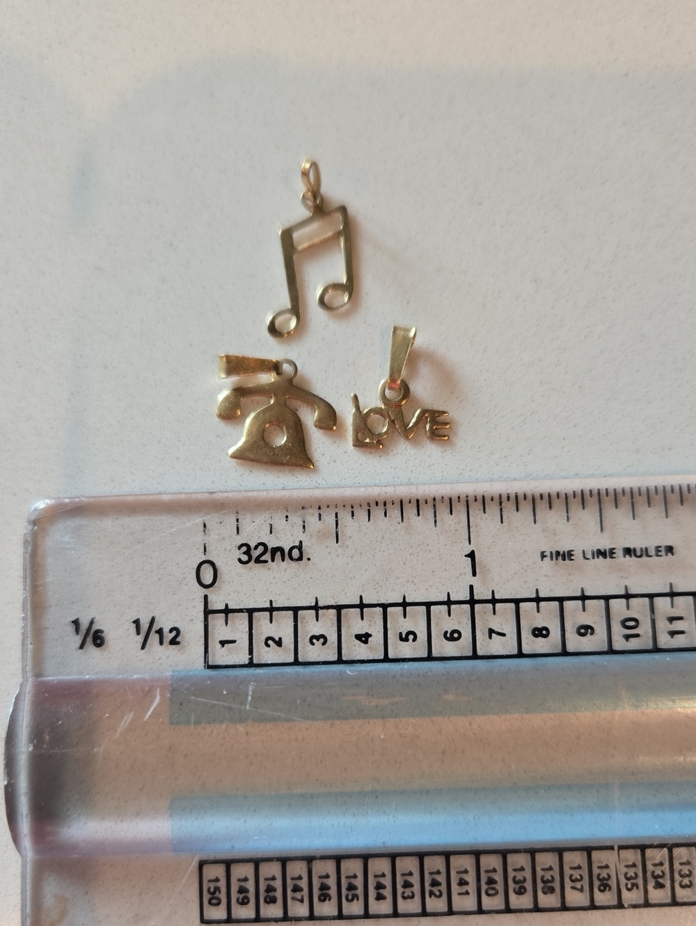 14k Gold Music Note, Phone & Love Charm Trio (Women Jewelry)